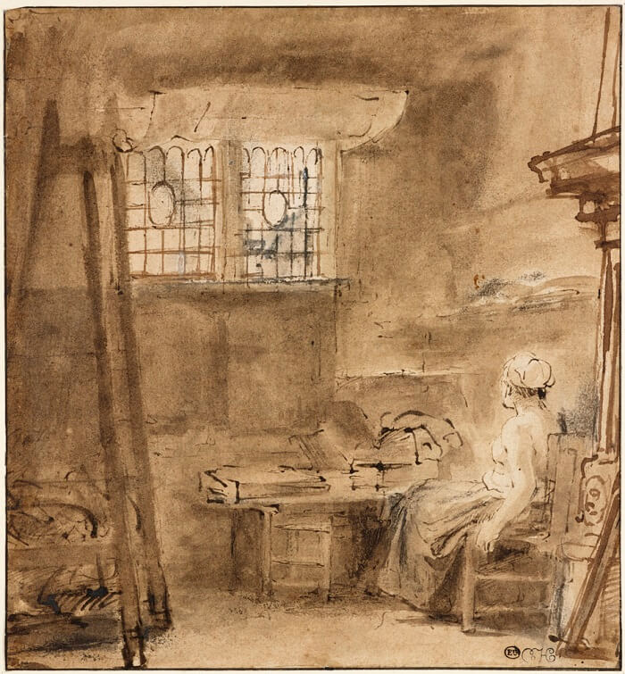 A Corner of Rembrandt Studio by Rembrandt