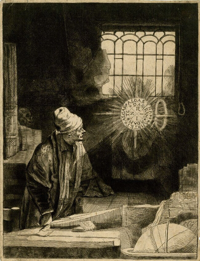 Dr Faustus in His Study, 1652 by Rembrandt