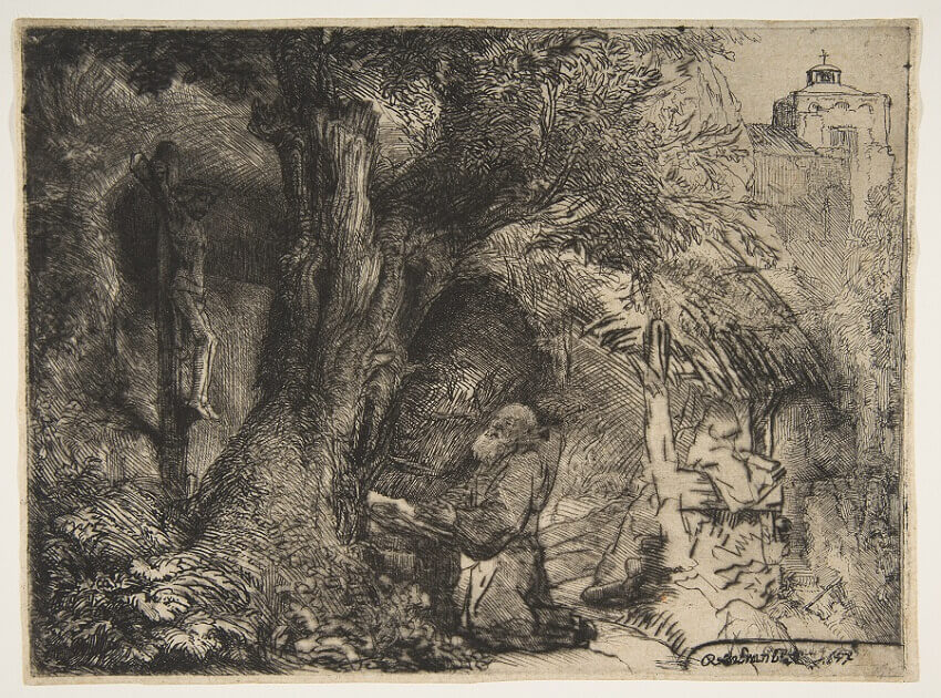 St Francis beneath a Tree Praying, 1657 by Rembrandt
