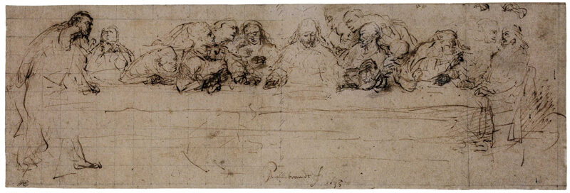 The Last Supper Drawing After Leonardo by Rembrandt