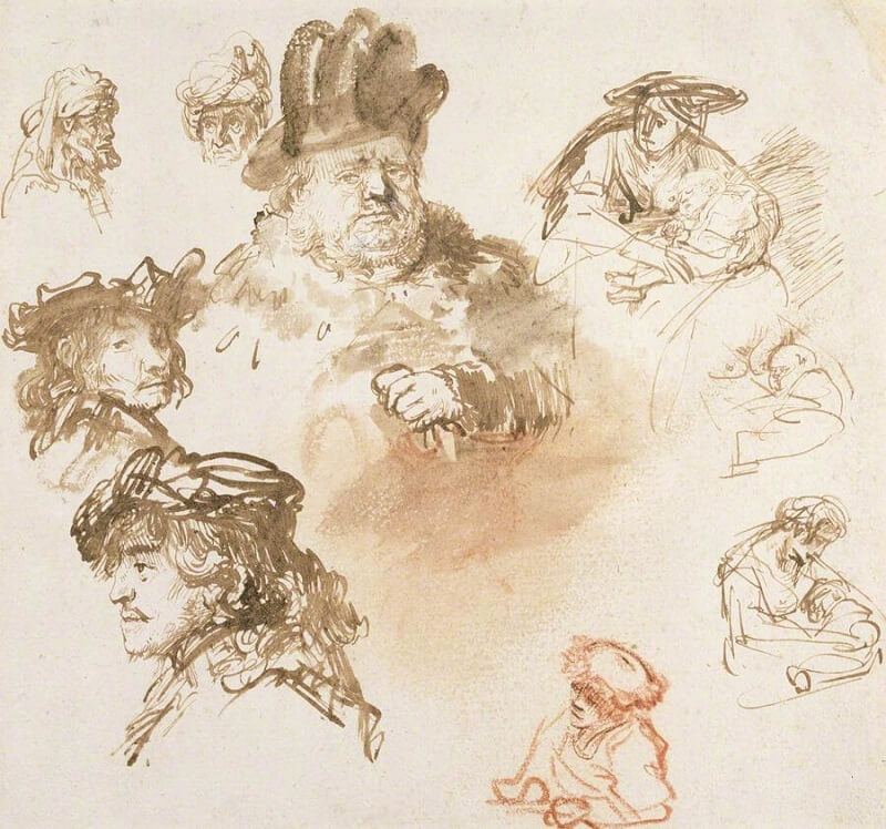The Sheet of Studies by Rembrandt