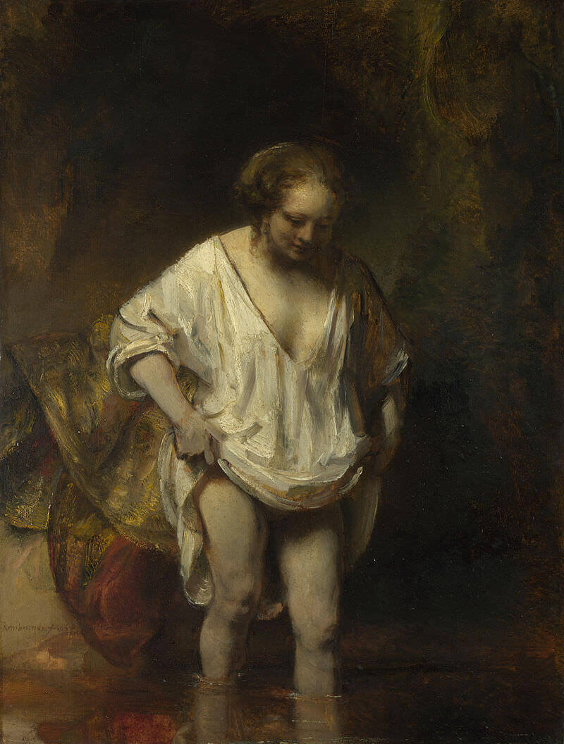 A Woman Bathing in a Stream by Rembrandt