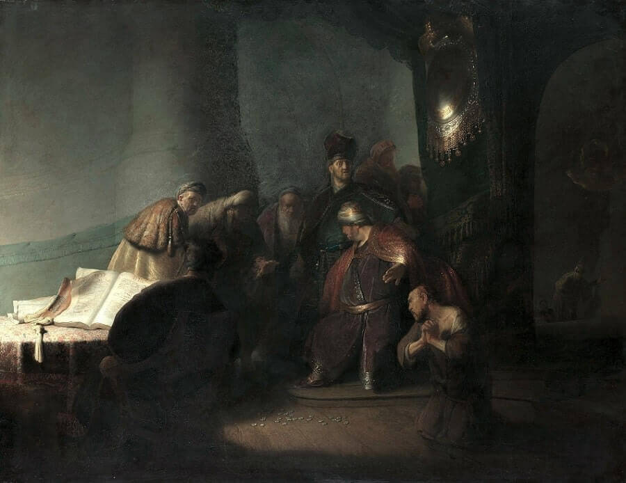 Judas Repentant, Returning the Thirty Pieces of Silver, 1629 by Rembrandt