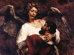 Jacob Wrestling with the Angel by Rembrandt