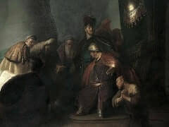 Judas Repentant, Returning the Thirty Pieces of Silver by Rembrandt