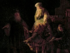 The Departure of the Shunammite Woman by Rembrandt